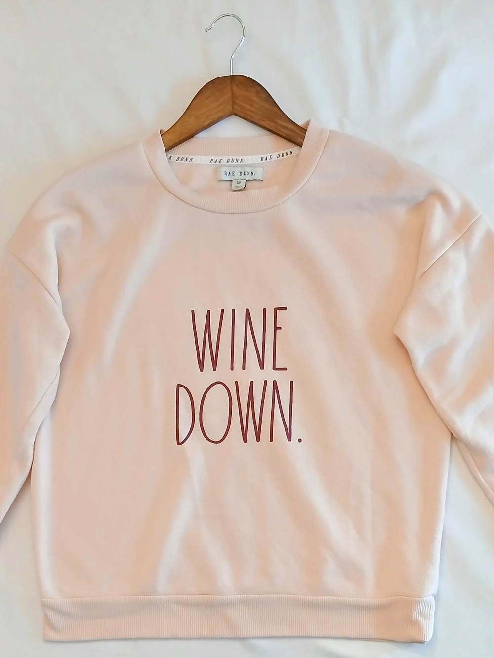 Rae Dunn Wine Down Pink Graphic Sweatshirt Pullover Size Small NWOT